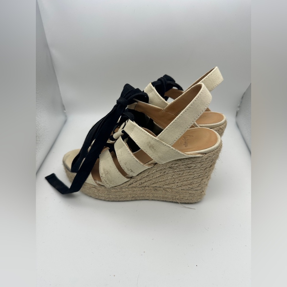 Castanet Size 39 Espadrilles Sandals with Black Lace up tie - Picture 5 of 9
